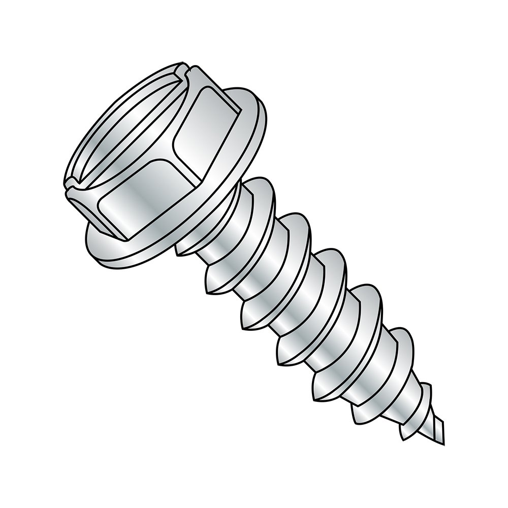 Small Parts 0412ABSW Zinc Plated Steel Sheet Metal Screws, Hex Washer Head, Slotted Drive, Type AB, #4-24 Thread, 3/4