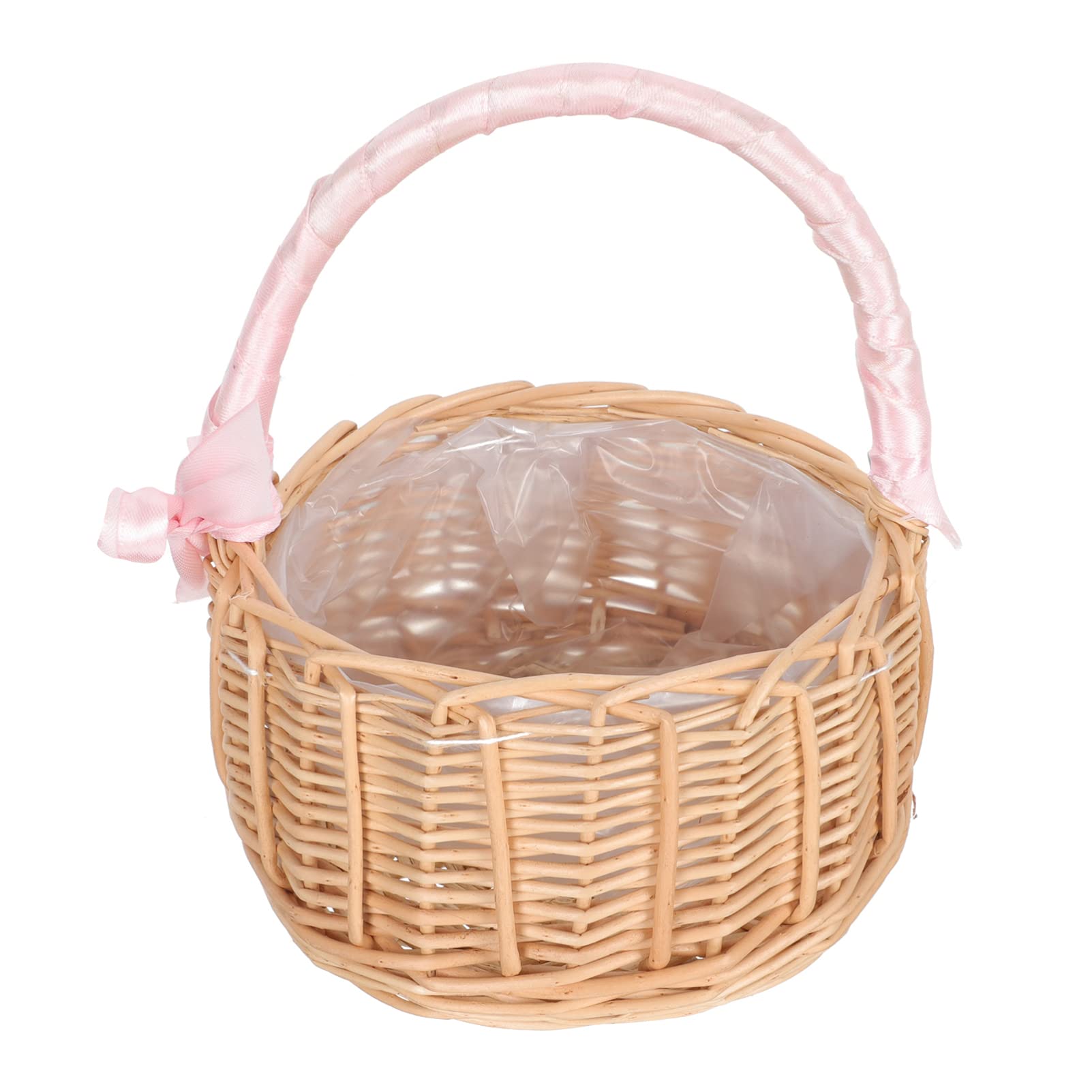 YARNOW Handwoven Wicker Wedding Basket - Natural Rattan Flower Girl Basket for Easter, Ceremonies & Home Decor (Perfect for Weddings, Easter Egg Hunts & Rustic Decor)