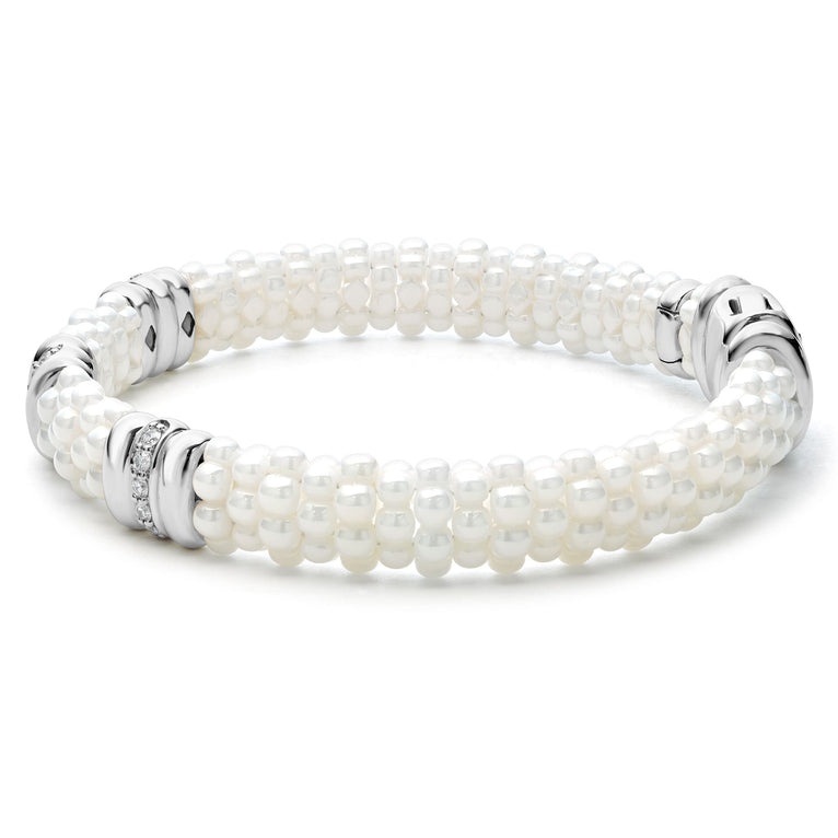 9mm Three Station Ceramic Diamond Bracelet for Women - Elegant & Durable Jewelry for Everyday Wear, Parties & Special Occasions
