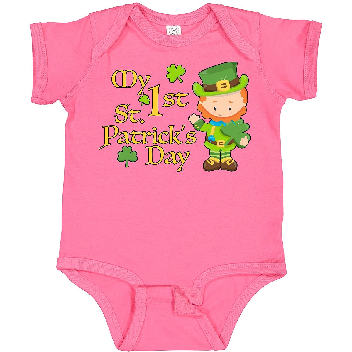 Inktastic My First St. Patrick's Day Baby Bodysuit - Cute Leprechaun & Shamrocks Design - Perfect for Infants & Toddlers - Great for St. Patrick's Day Celebrations, Photos & Gifts