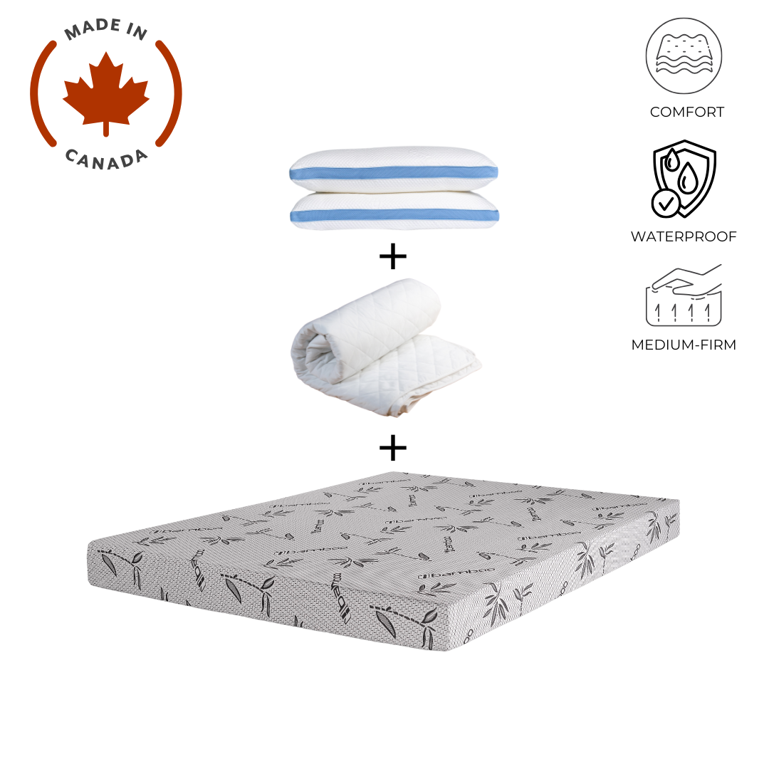 Premium MIMI ESSENTIAL Mattress Bundle Set - Queen Size Memory Foam Bed with Cooling Gel & Support Base - Perfect for Back Pain Relief & Hot Sleepers - Ideal for Master Bedroom, Guest Room & Dormitory