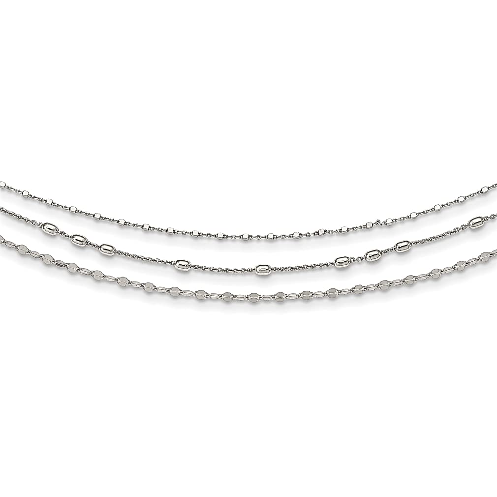 925 Sterling Silver Beaded Layered 2 Inch Extension Chain Necklace with Pendant Charm - Multi Layer Fine Jewelry for Women - Perfect Gift for Her - Ideal for Parties, Weddings & Everyday Elegance