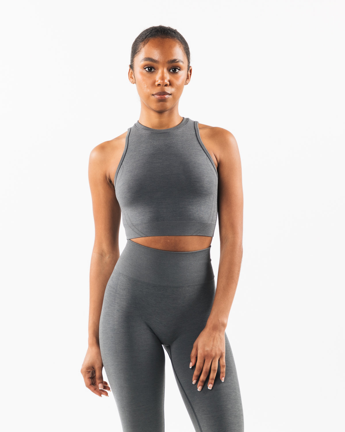 Stratus Crop Tank Top for Women - Soft Smoke Grey Workout Shirt | Yoga, Running & Gym Activewear