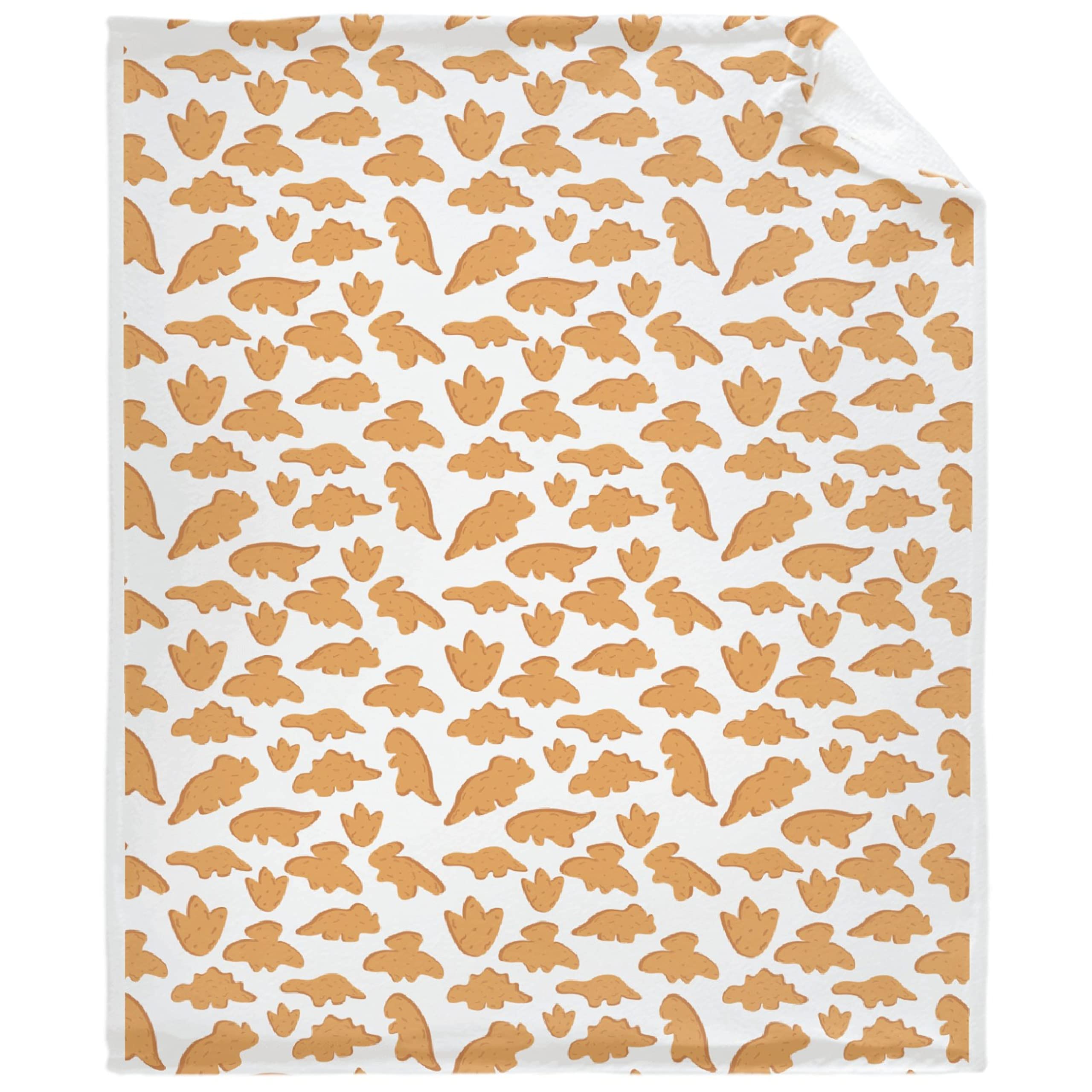 **AozyHug Dinosaur Fried Chicken Nuggets White Fleece Blanket - Ultra Soft & Plush Flannel Throw for Couch, Bed, Sofa - 90