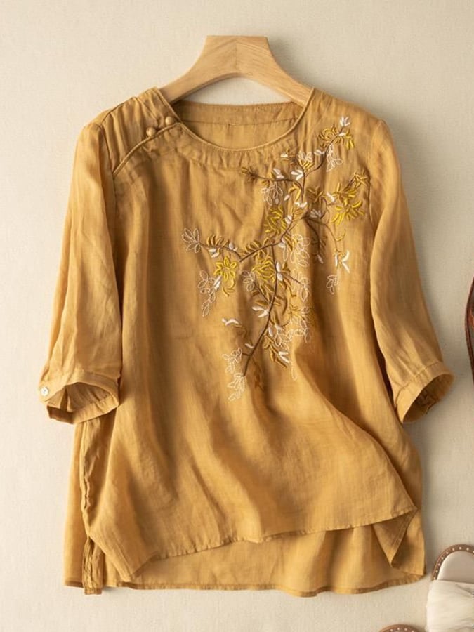 Lovevop Women's Cotton Ethnic Embroidered Loose Fit Boho Blouse - Casual Summer Tops for Beach, Travel & Everyday Wear
