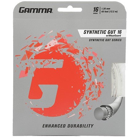 Gamma Synthetic Gut with WearGuard 16 Tennis String - Durable Performance for Recreational & Competitive Play | Perfect for All Court Surfaces & Weather Conditions