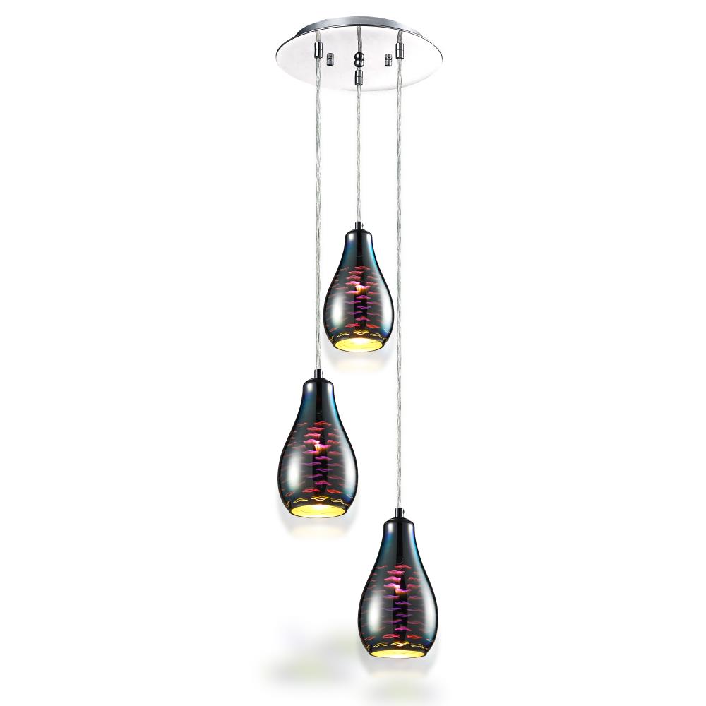 Modern Ceiling Pendant Light Fixture - Adjustable Hanging Chandelier for Dining Room, Kitchen Island & Bedroom Lighting - Industrial Vintage Style with Clear Glass Shade (Black)