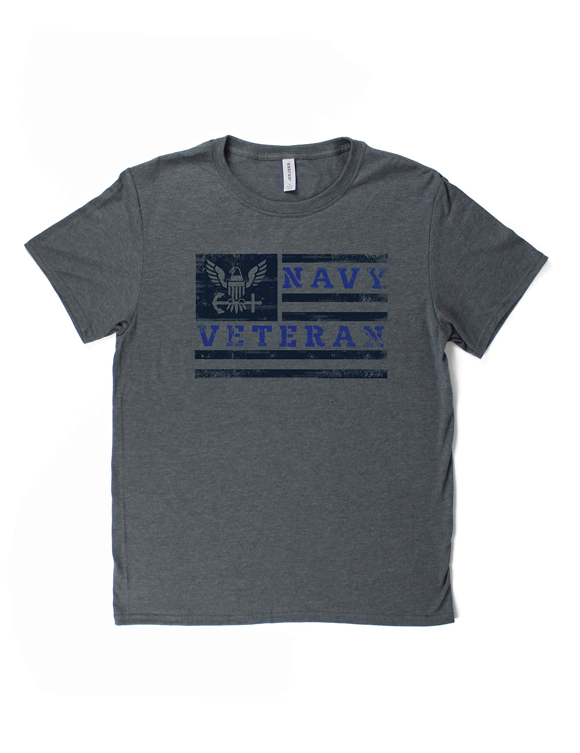 Patriotic Navy Veteran USA Flag Graphic Short Sleeve T-Shirt - Comfortable Cotton Tee for Military Appreciation, Veterans Day & 4th of July Celebrations