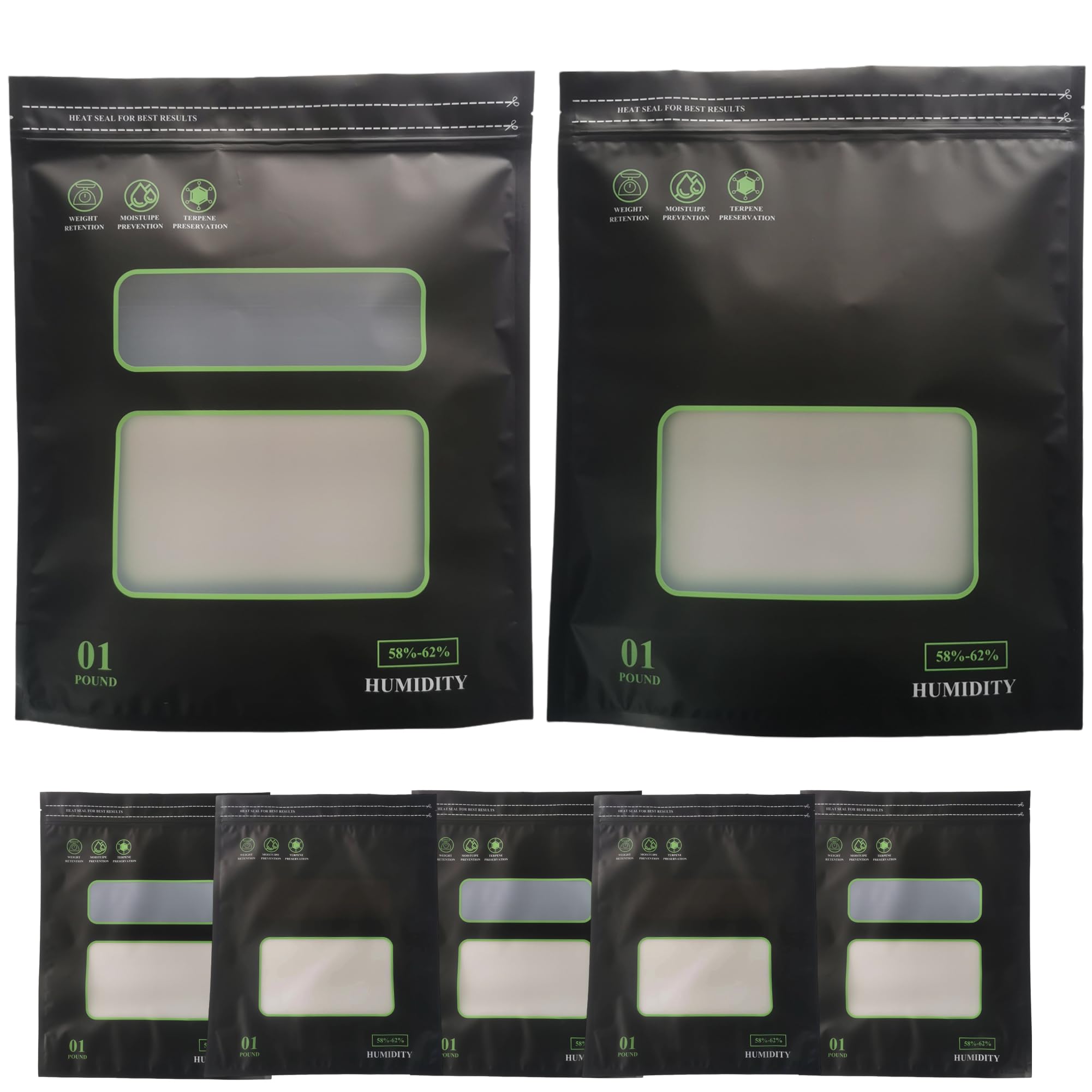 1 Pound Terp Bags - 5 Pack Lock & Seal Storage Bags for Curing | Heat Sealable Humidity Control Bags (16oz, 1lb) | Perfect for Cannabis, Herbs & Food Preservation