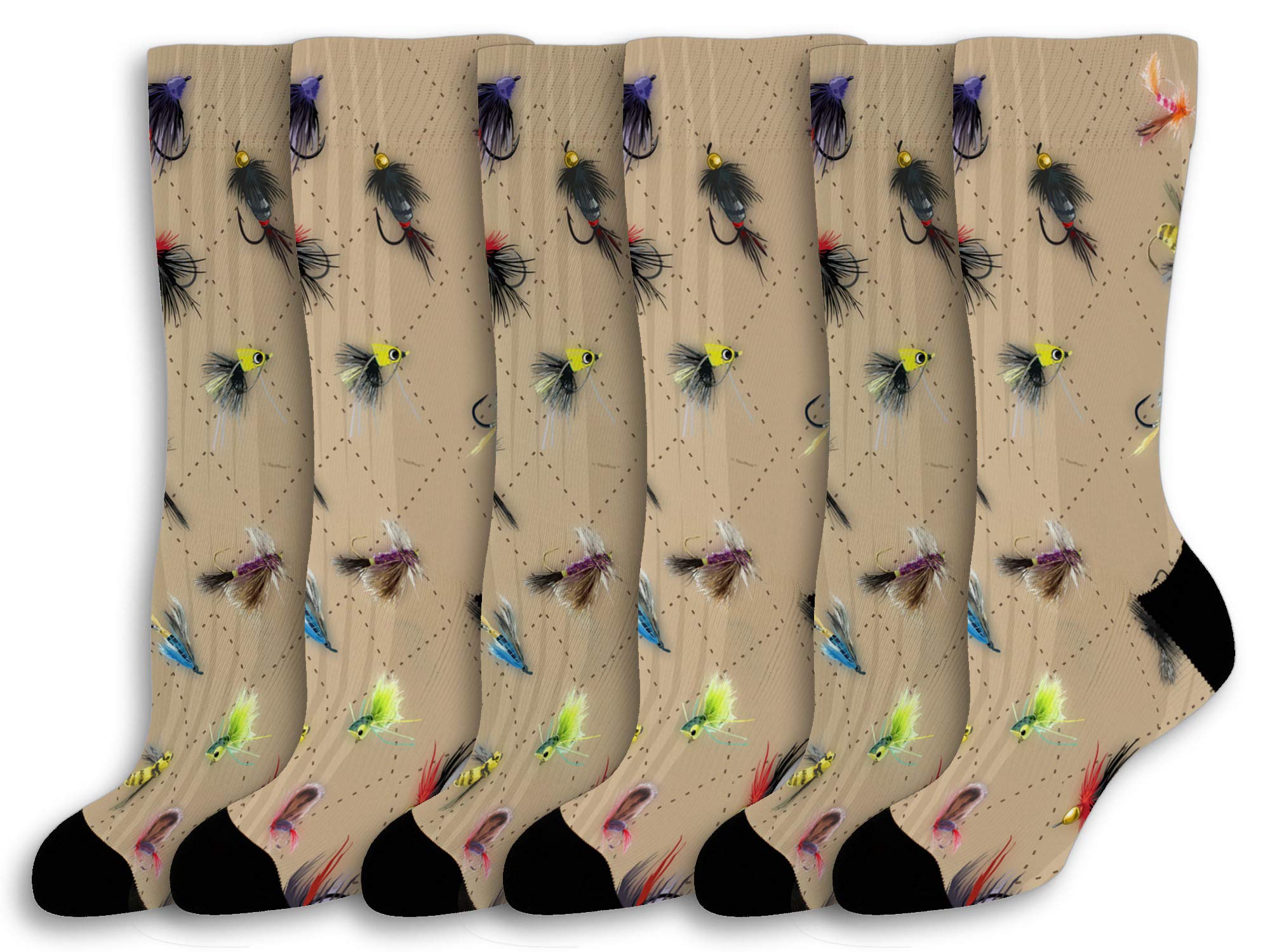 Premium Fly Fishing Socks for Men & Women - Comfortable Crew Socks with Fishing Lure Designs - Perfect Gift for Anglers & Fishermen - Ideal for Outdoor Adventures, Fishing Trips & Casual Wear