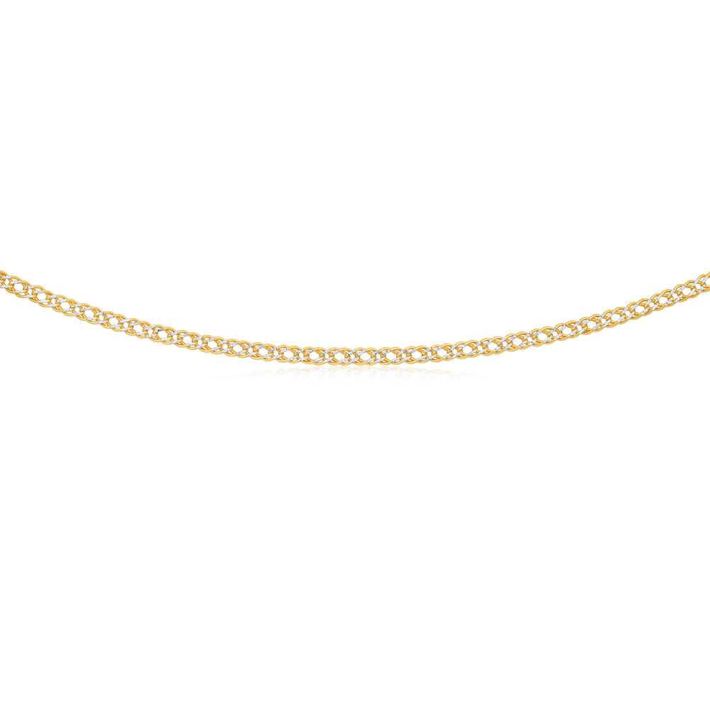 9ct Two Tone Gold Filled 45cm Double Curb Chain Necklace for Women - Elegant Layering Piece for Everyday Wear & Special Occasions