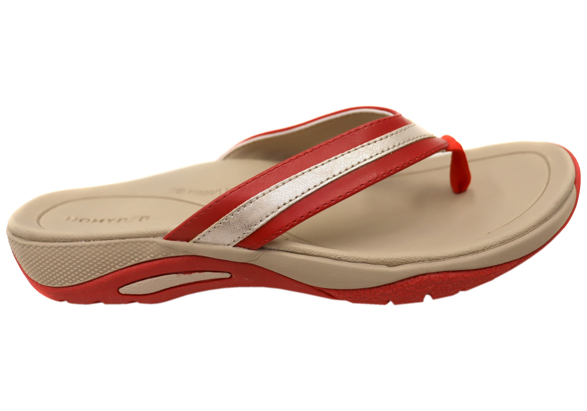Homyped Women's Supportive Thong Sandals with Inlet Stripe - Comfortable Summer Beach Flip Flops for Walking, Travel & Vacation