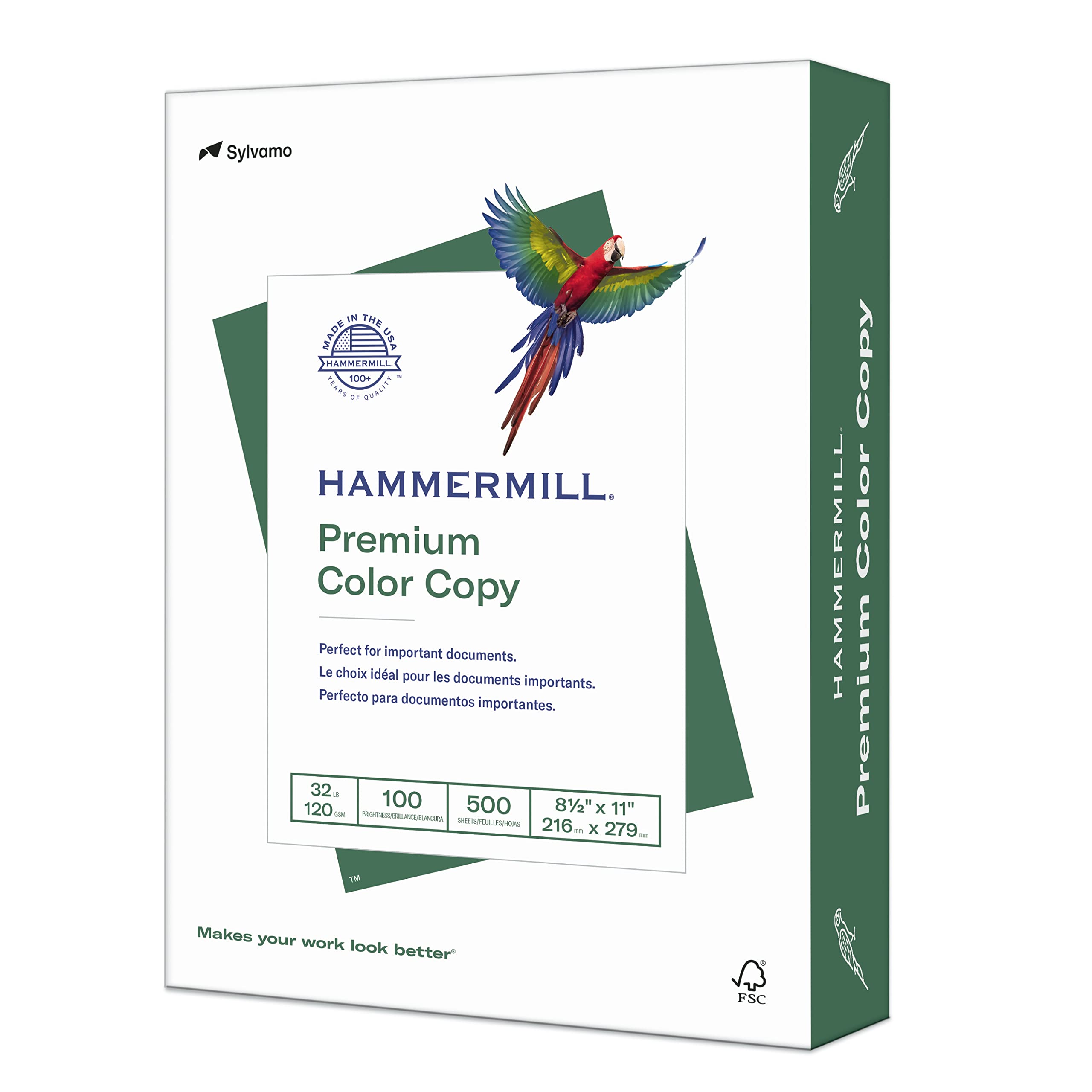 Premium Hammermill 32 lb Color Copy Paper, 8.5 x 11, 500 Sheets per Ream - 100 Bright, Acid-Free, Made in USA - Ideal for Professional Printing, Flyers, Brochures & Office Documents