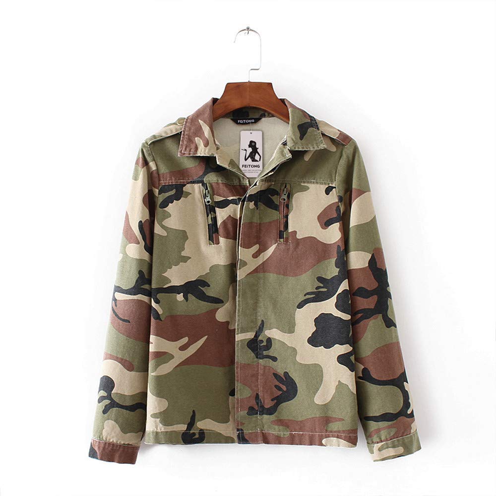 GQFDBS Women's Medium Camouflage Fleece Jacket - Full Zip Hooded Streetwear Coat for Autumn & Winter | Perfect for Outdoor Adventures & Casual Wear