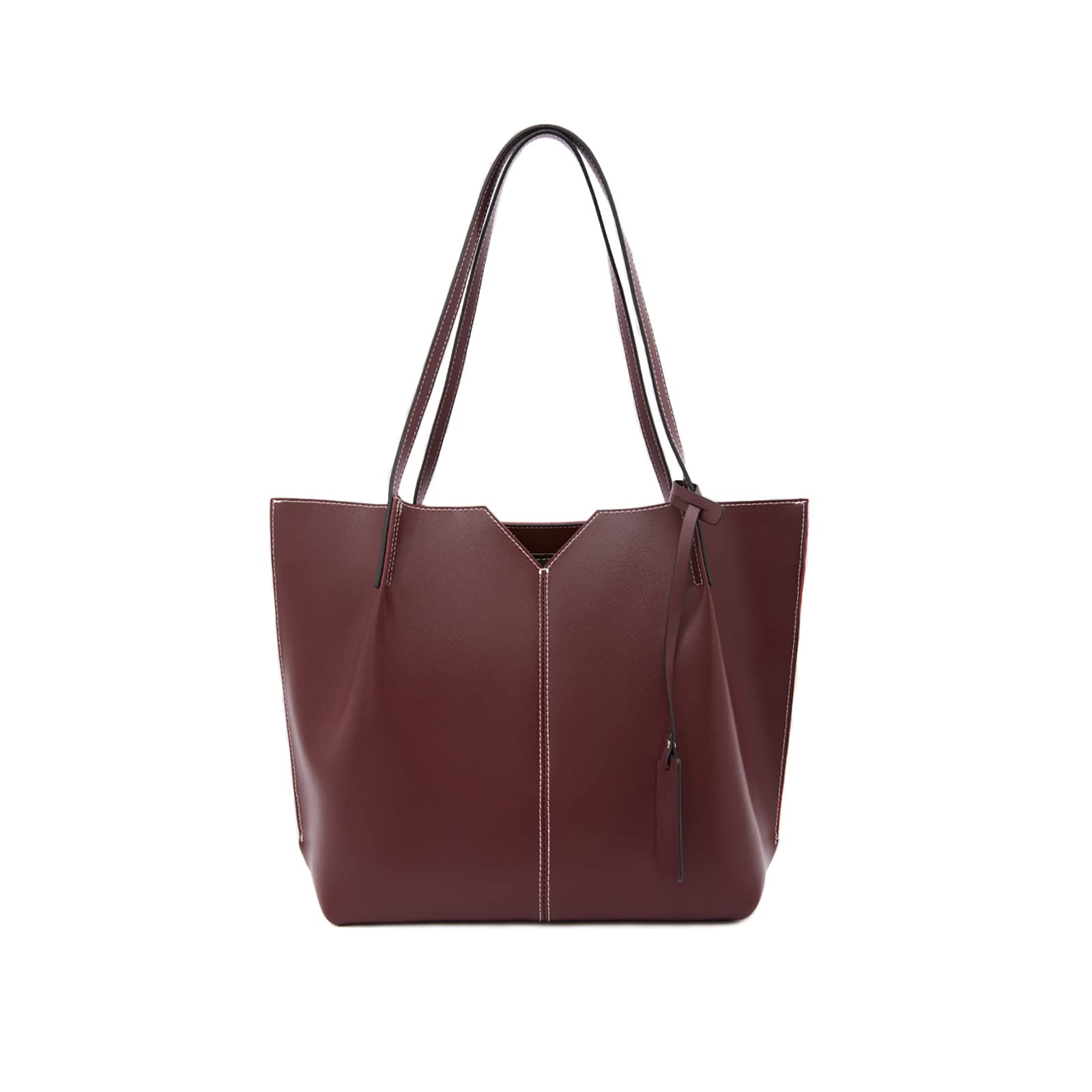 LATTELIER Women's Soft Faux Leather Tote Bag with Zipper Closure - Large Capacity Shoulder Handbag with Tassel Decor for Work, Travel & Daily Use