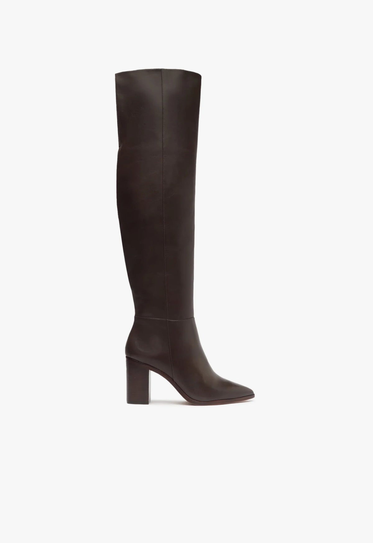 Magali Block Over the Knee Leather Boots for Women - Stylish High Heel Thigh High Boots with Chunky Block Heel - Perfect for Parties, Night Out & Winter Fashion
