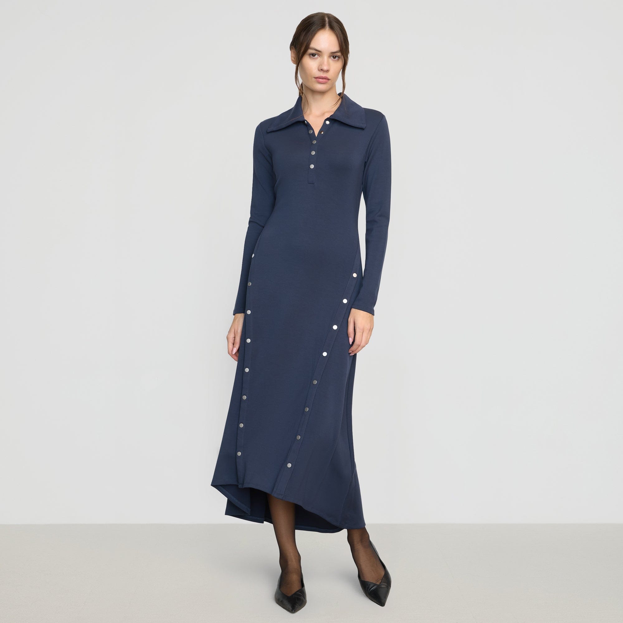 Shawna Button Accent Collared Dress for Women | Elegant Office & Party Wear | Perfect for Work, Cocktail Events & Special Occasions