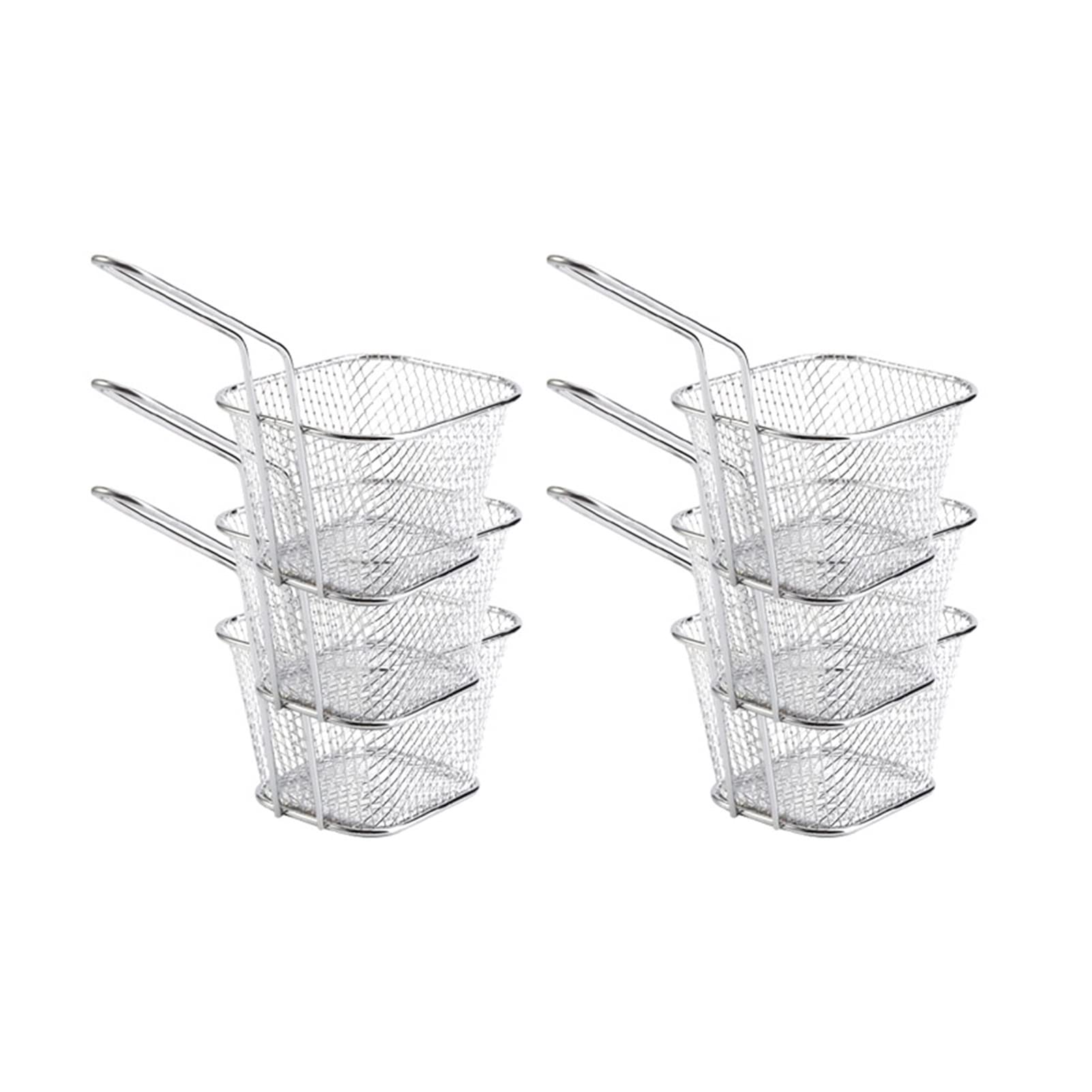 5/6Pcs Mini Stainless Steel Fry Baskets - Chip Serving Baskets, Food Strainer, Kitchen Cooking Tools for French Fries, Onion Rings, Chicken Nuggets | Perfect for Restaurants, Food Trucks & Home Kitchen Use (6-Piece Set, Silver)