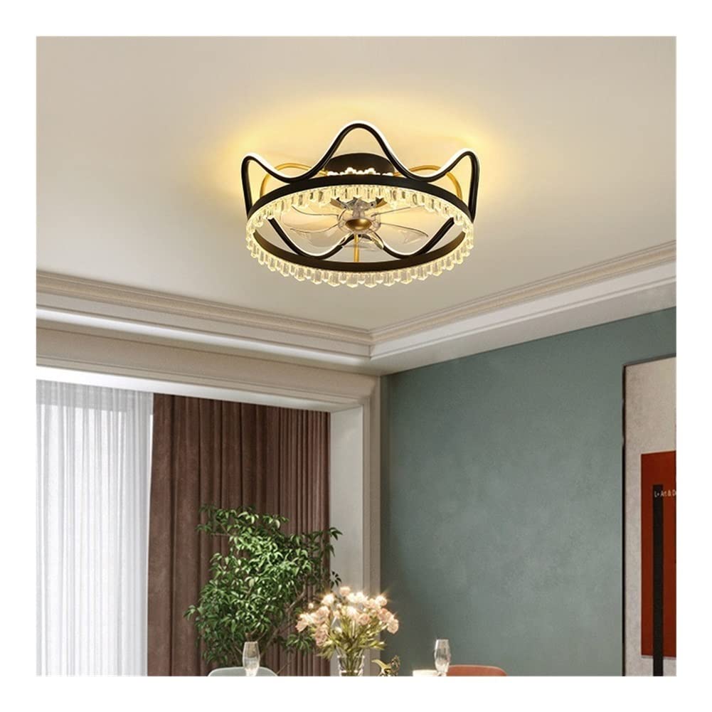 3-Speed Adjustable LED Ceiling Fan with Remote Control - 3 Color Temperature Options, Industrial Style Black Crystal Ceiling Fan with Light for Living Room & Bedroom - Perfect for Home Cooling and Ambient Lighting