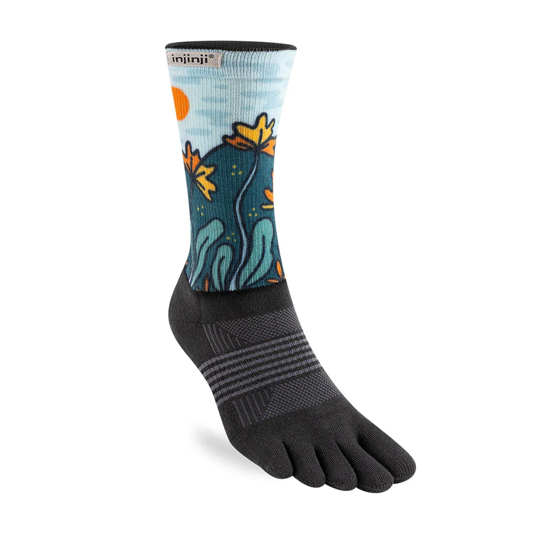 Women's Injinji Trail Artist Designed Crew Socks - Toe Socks for Hiking, Running & Outdoor Activities - Breathable & Cushioned for All-Day Comfort