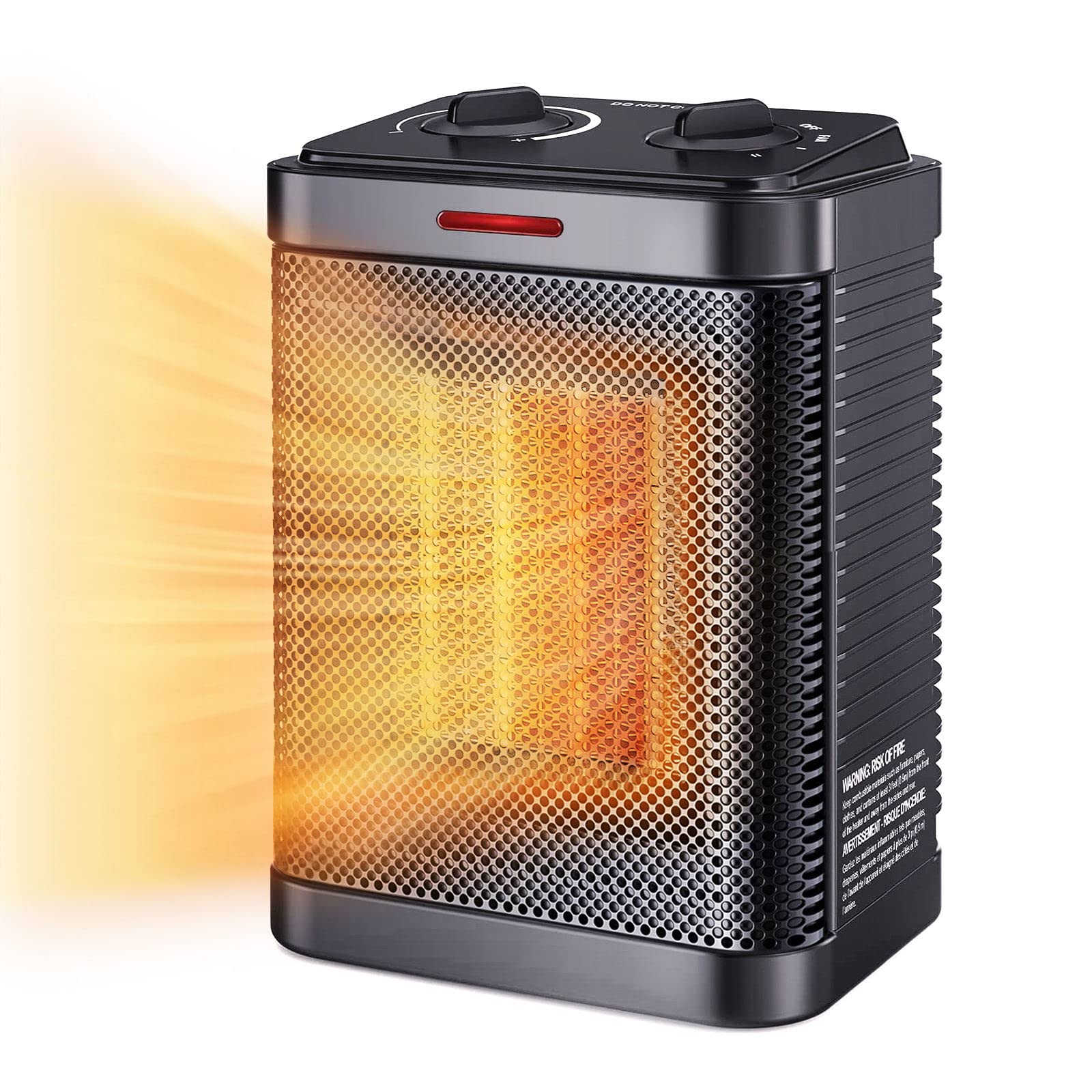 1500W PTC Ceramic Space Heater with Thermostat - 2S Rapid Heating, 3 Modes, Quiet & Safe Electric Heater for Bedroom, Office, Indoor Use - Portable Small Heater with Safety Protection for Home & Workspace