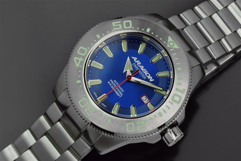 ARAGON Divemaster NH35 Automatic Diver Watch 50mm Blue Dial Stainless Steel Bracelet - Perfect for Scuba Diving, Water Sports & Everyday Wear