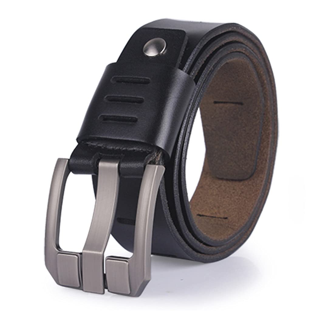 Premium Genuine Cowhide Leather Belts for Men - Classic Pin Buckle Design for Jeans & Casual Wear - Durable Western Cowboy Style Belt for Everyday Use & Office Wear