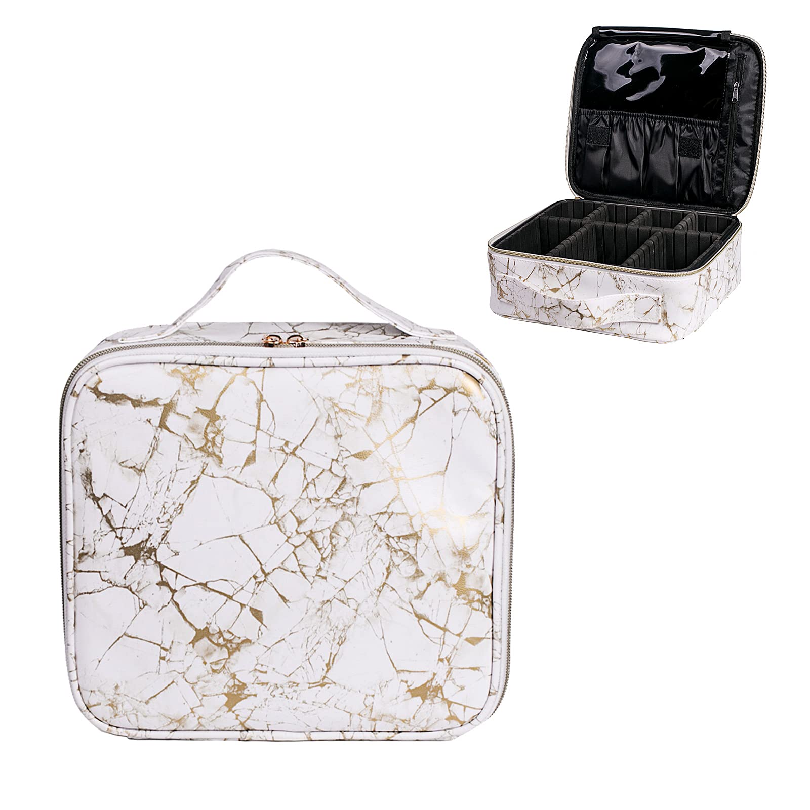 Professional Travel Makeup Train Case - Adjustable Cosmetic Organizer Bag for Women with Multiple Compartments | Perfect for Makeup Brushes, Toiletries, Jewelry & Digital Accessories Storage | Ideal for Travel, Home Use & Professional Makeup Artists