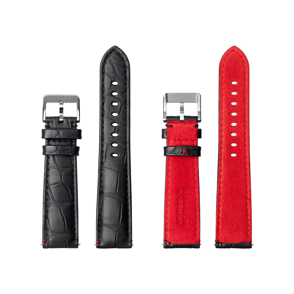 Premium Leica Watch Strap - Genuine Alligator Leather, Black with Pin Buckle | Luxury Watch Accessory for Men & Women | Perfect for Dress Watches, Business & Formal Occasions
