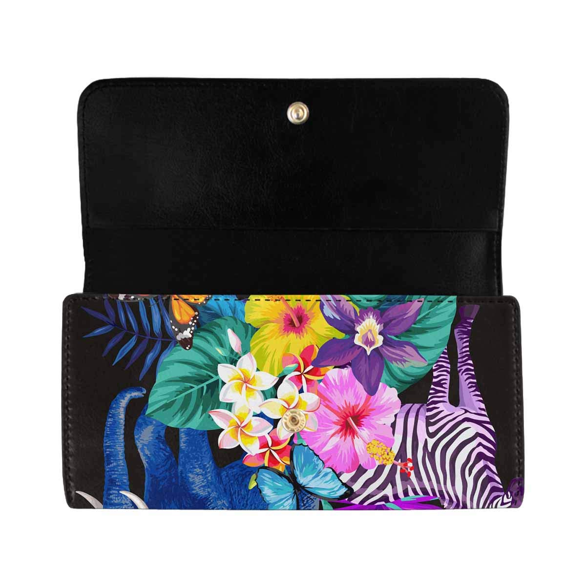 INTERESTPRINT Women's PU Leather Wallet - Tri-Fold Long Clutch Card Holder with Floral & Bird Design - Perfect for Everyday Use, Travel, and Gift Giving