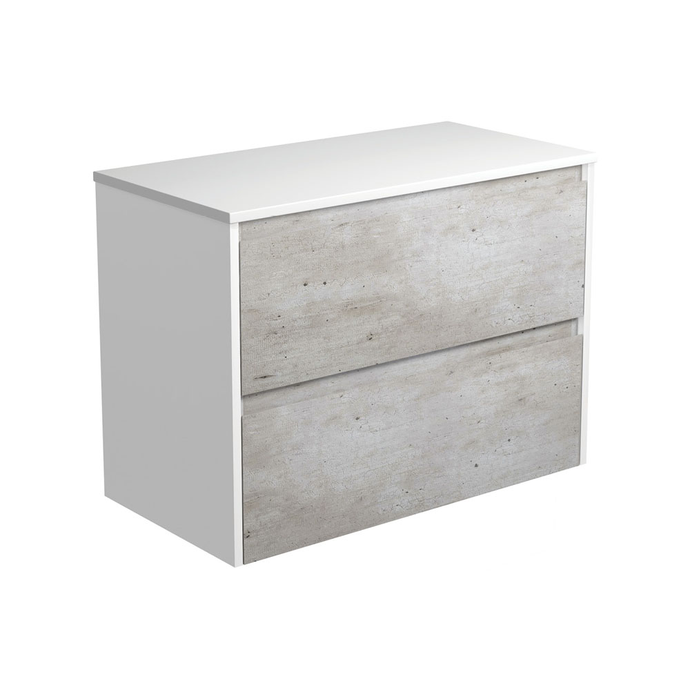 Fienza 90BXW Amato Industrial 900 Wall Mounted Bathroom Vanity Cabinet - Satin White Finish, Wall-Hung Storage for Small Spaces (Perfect for Bathroom, Laundry Room or Kitchen Organization)