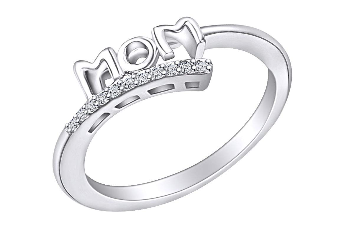 AFFY Jewelry 14k Gold Over Sterling Silver White Cubic Zirconia Promise Ring for Mom - Perfect Gift for Mother's Day, Anniversary & Special Occasions