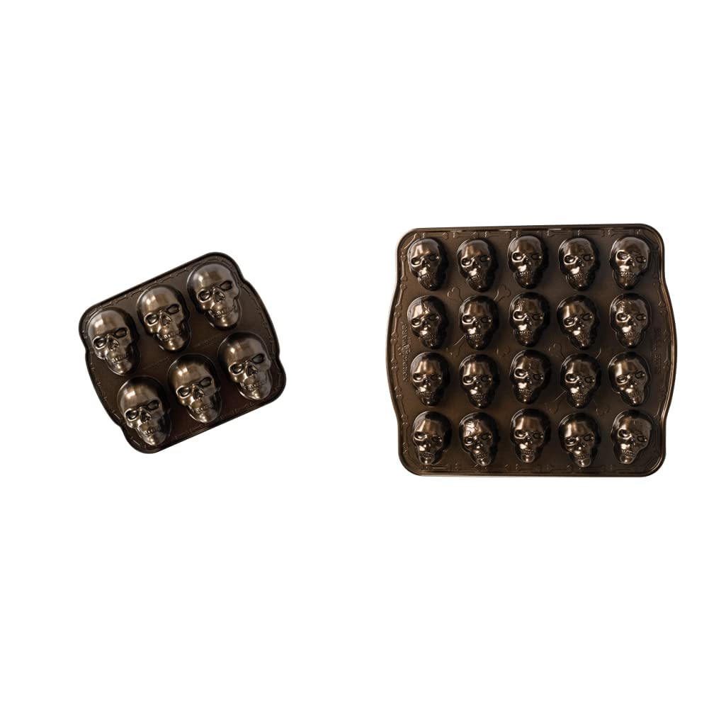 Nordic Ware Haunted Skull Cakelet Pan & Skull Bitelets - Halloween Baking Set for Spooky Cupcakes, Mini Cakes & Party Treats