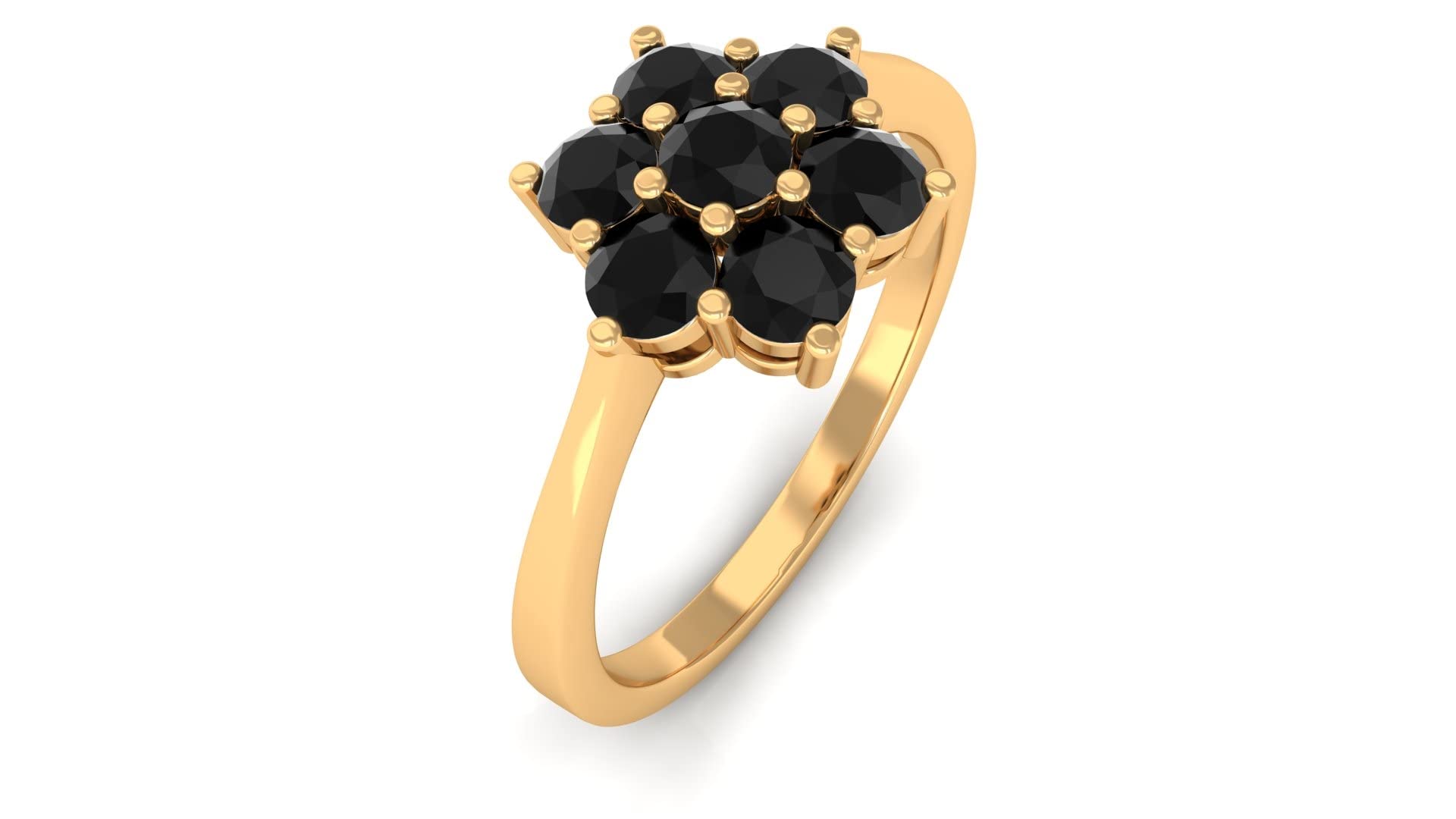 1 CT Black Diamond Floral Band Ring - 14K Solid Gold April Birthstone Jewelry for Women, Elegant Cluster Wedding Ring for Anniversary, Engagement & Everyday Wear