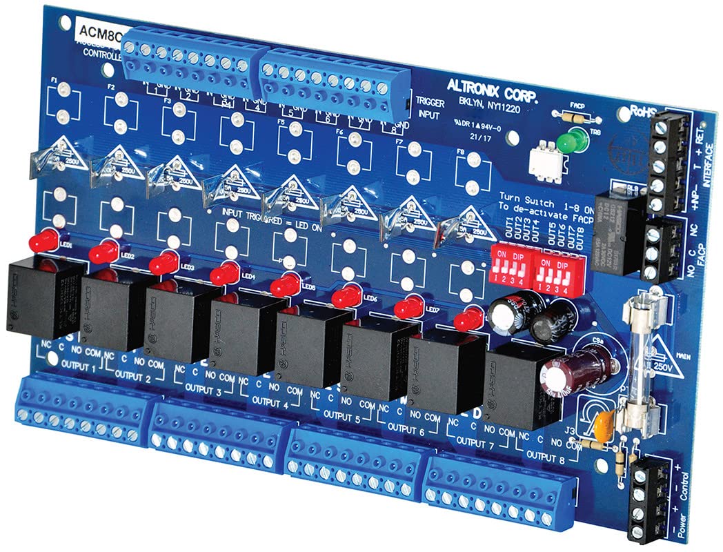 Altronix ACM8CB Power Module - 8 Output Access Control Power Supply for Security Systems | Ideal for CCTV, Access Control & Alarm Systems