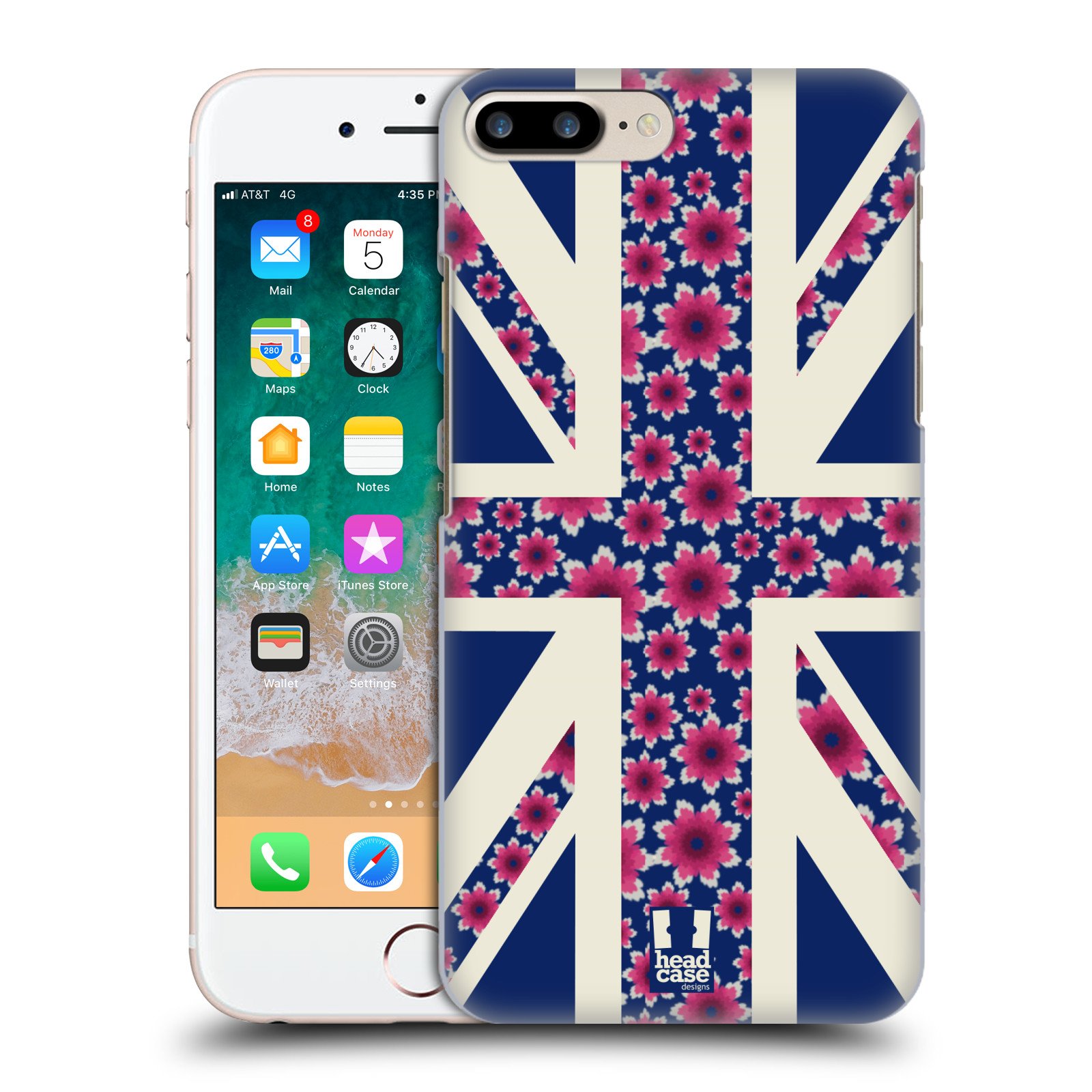 Midnight Blue Floral Union Jack Hard Case for iPhone 7 Plus/8 Plus - Durable Protective Cover with Stylish British Design | Perfect for Everyday Use & Travel Protection