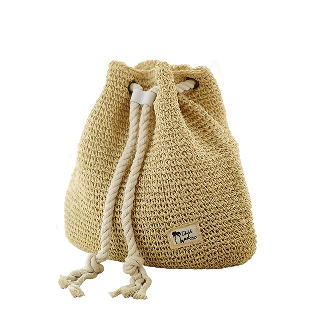 Tonwhar® Stylish Straw Shoulder Bag for Women - Lightweight Beach Backpack Purse, Casual Campus Tote - Perfect for Summer Outings, Vacations & Boho Fashion (Beige)