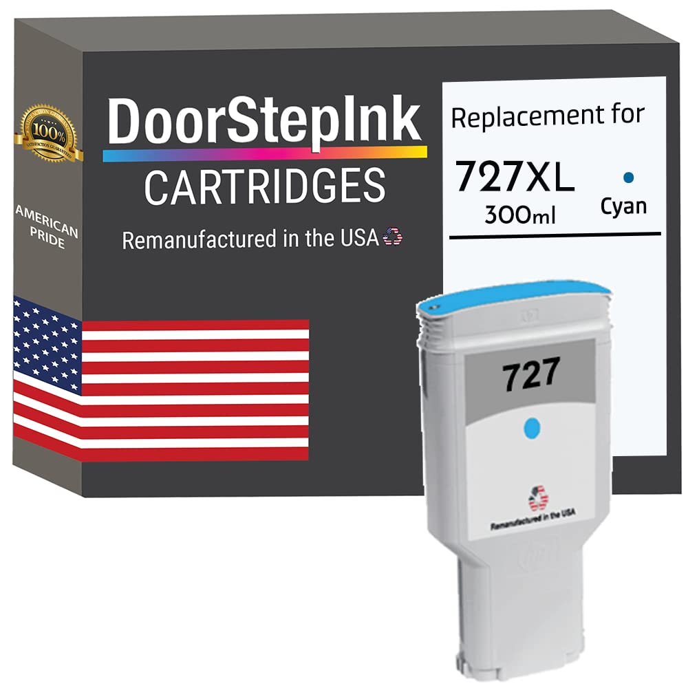 HP 727 300ml Cyan F9J76A Remanufactured Ink Cartridge - Compatible with DesignJet T1500 T2500 T920 T930 Printers | Made in USA | Ideal for Large Format Printing, Architectural Plans & Engineering Drawings