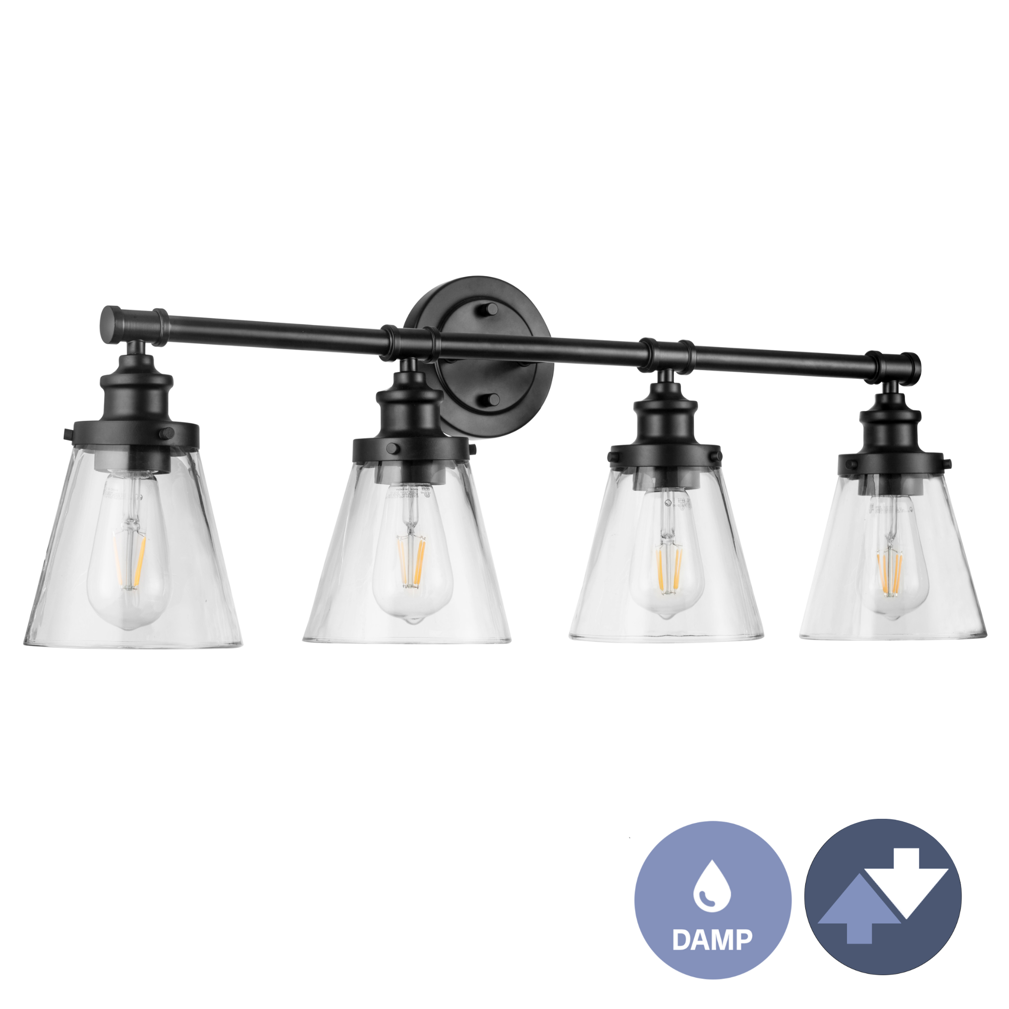 Helenah 4-Light Vanity Light Fixture in Matte Black - Perfect for Bathroom, Bedroom, and Dressing Room Lighting