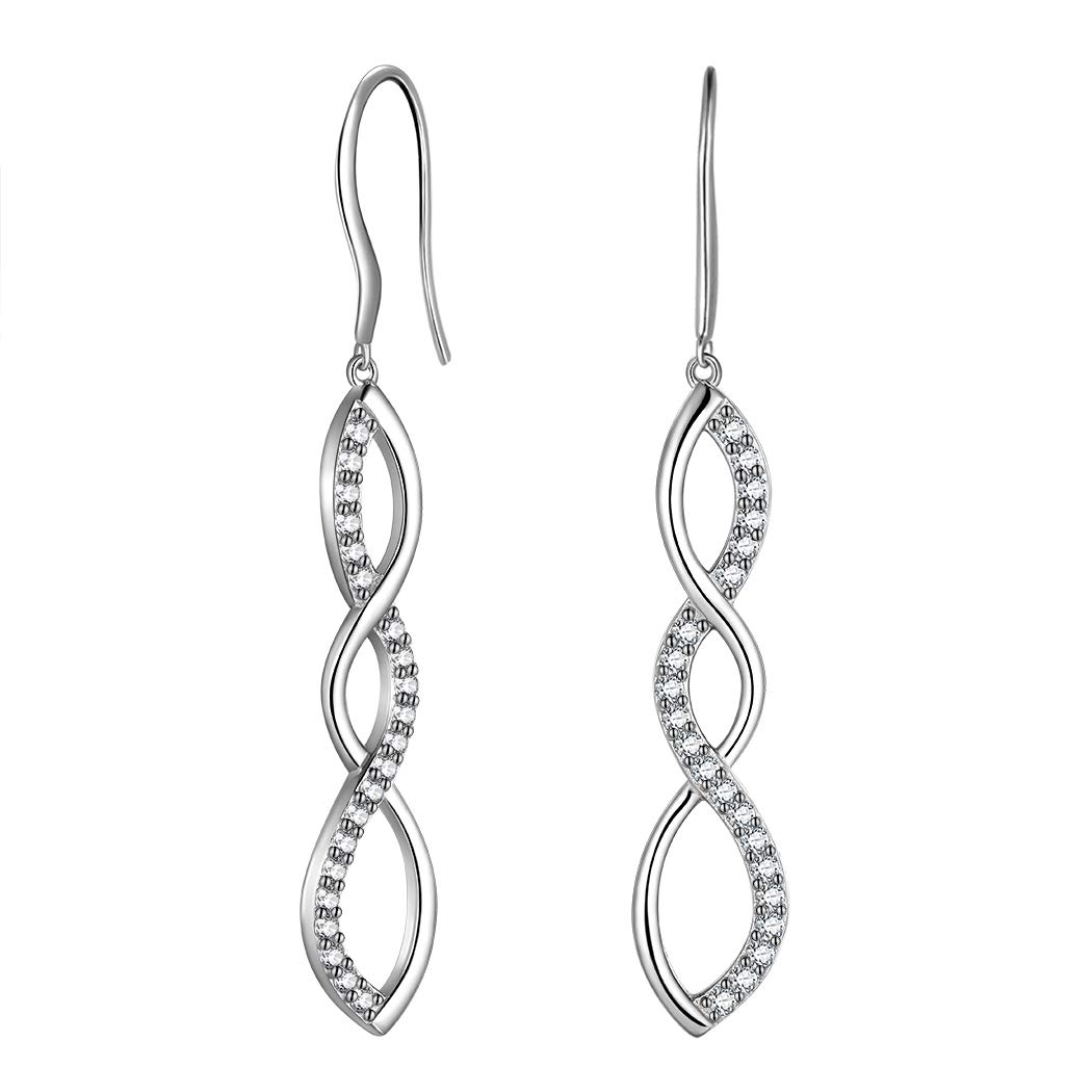 925 Sterling Silver Infinity Hoop Earrings with Sparkling Zirconia - Endless Love Dangle Earrings for Women, Fine Jewelry Gift for Birthday, Christmas, Anniversary - Perfect for Daily Wear, Date Night, and Special Occasions