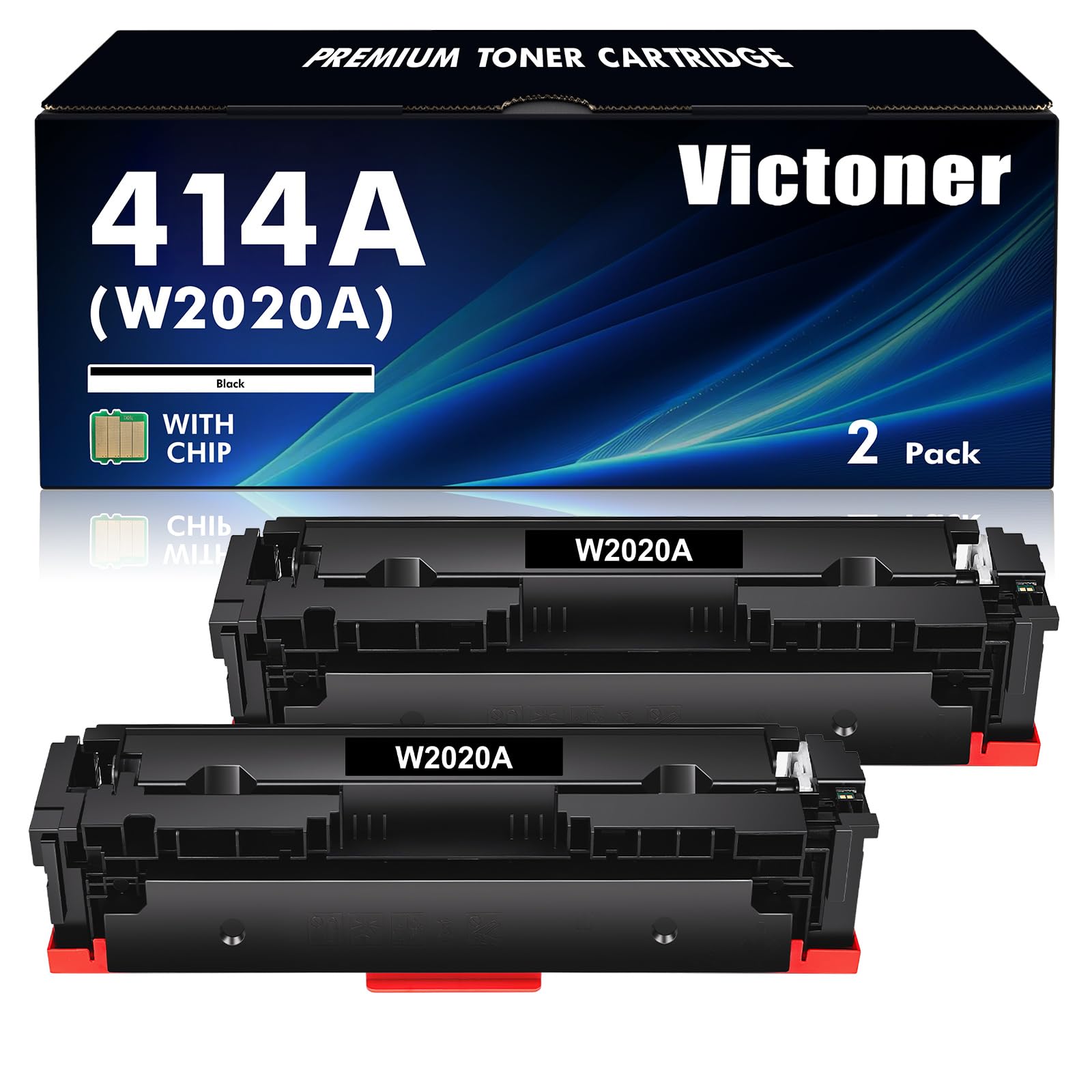 414A 414X Black Toner Cartridge (2-Pack) - High Yield Compatible Replacement for HP 414A/414X/W2020A/W2020X - Works with HP Color LaserJet Pro MFP M479fdw/M479fdn/M454dw/M454dn Printers - Perfect for Office & Home Printing Needs