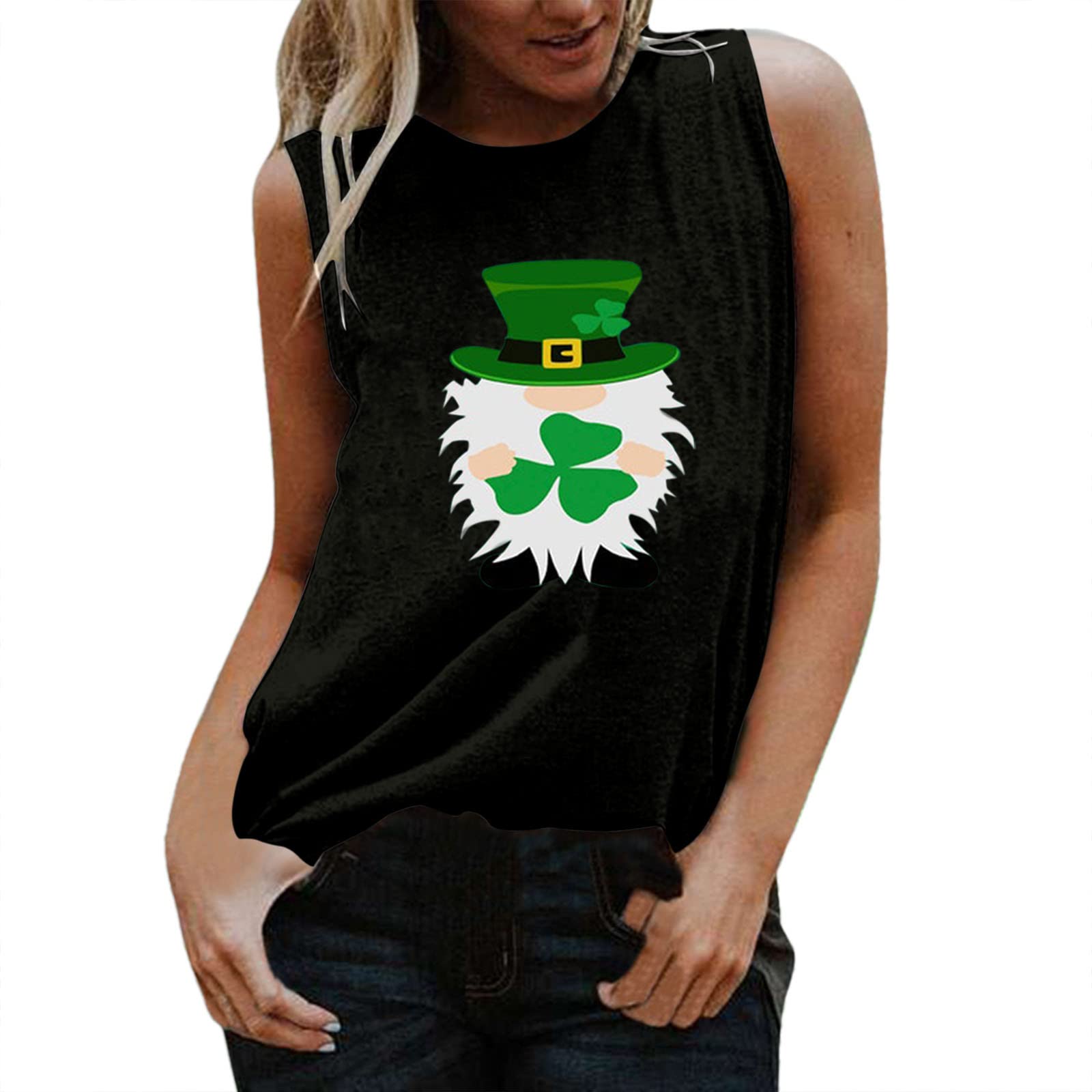 MKHSQHDG Women's St. Patrick's Day Graphic Tank Top - Sleeveless Letter Print Summer Tee Shirt for Casual Wear, Beach Outfits & Festival Fashion