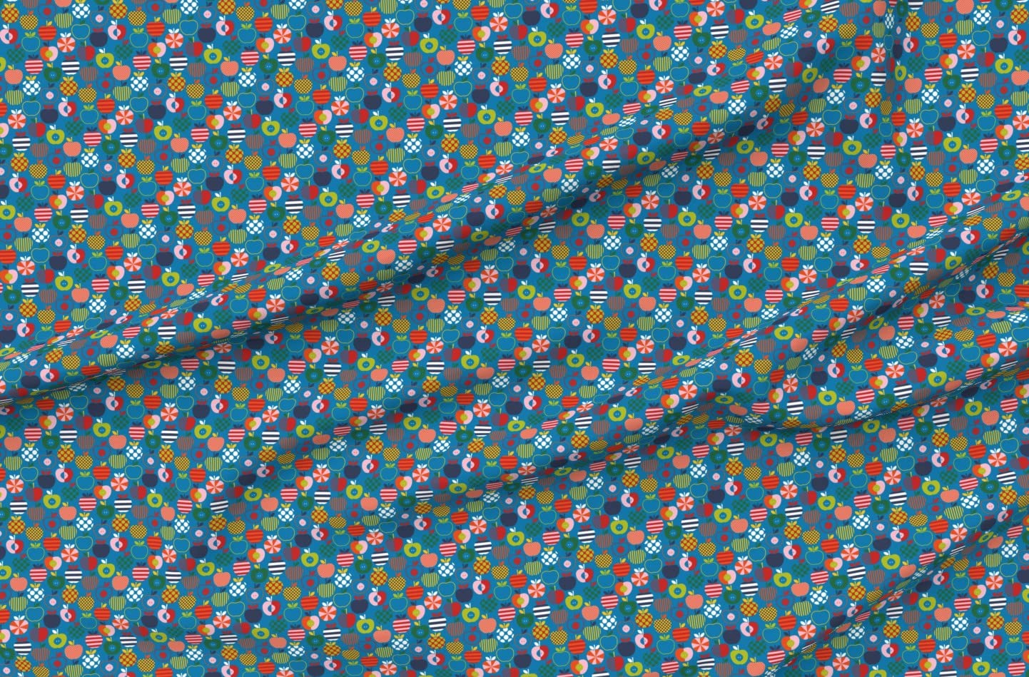 Scandinavian Apples Print Satin Fabric by The Yard - Premium Sewing Material for Apparel, Lining, Blankets & Home Decor | Perfect for DIY Fashion, Quilting & Scandinavian-Inspired Designs