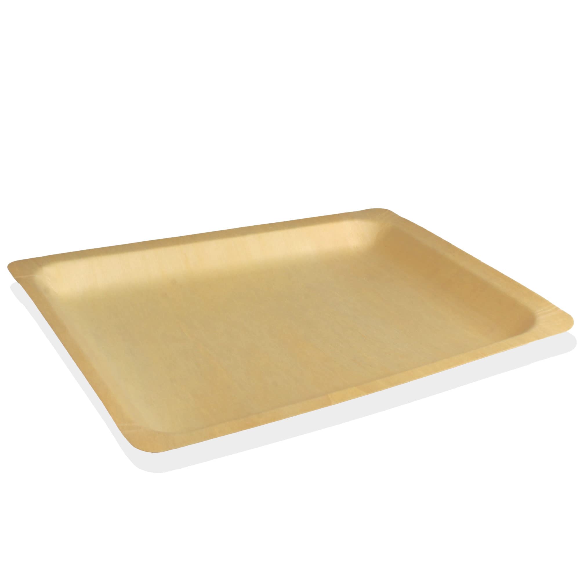 BambooMN Disposable Wooden Plates 10.4 x 8.5 Inches - 300 Pack Eco-Friendly Rectangle Dinnerware for Parties, Picnics & Catering Events
