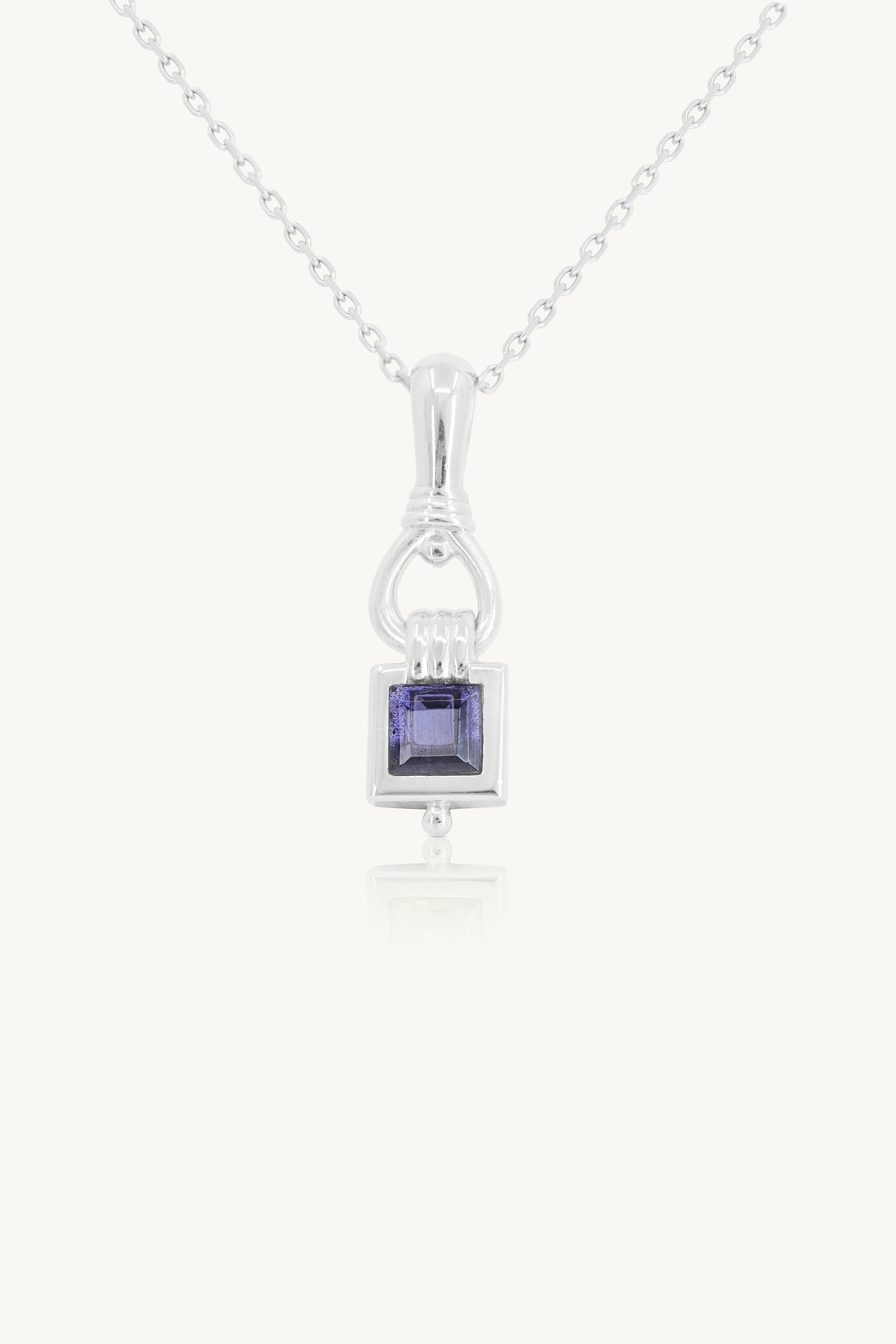 Freya Iolite Silver Necklace for Women - Elegant Sterling Silver Jewelry with Natural Iolite Gemstone - Perfect for Gifts, Parties & Everyday Wear