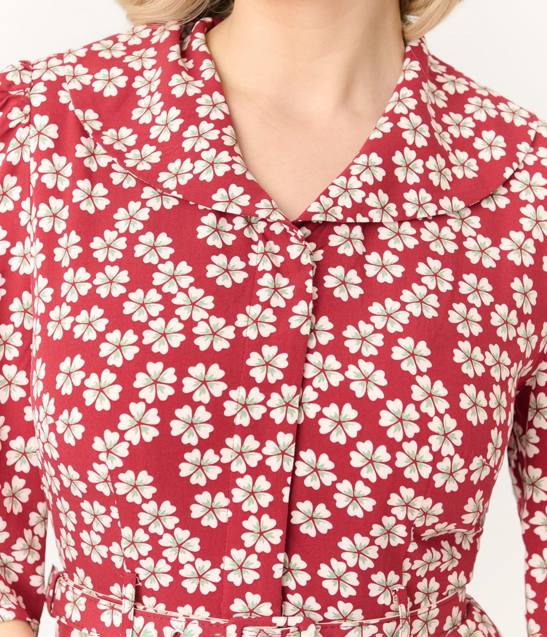 Royal Monk Red Blossom Elodie Midi Dress - Floral Print Summer Dress for Women, Elegant A-Line Tea Length Dress with Puff Sleeves - Perfect for Garden Parties, Weddings & Date Nights