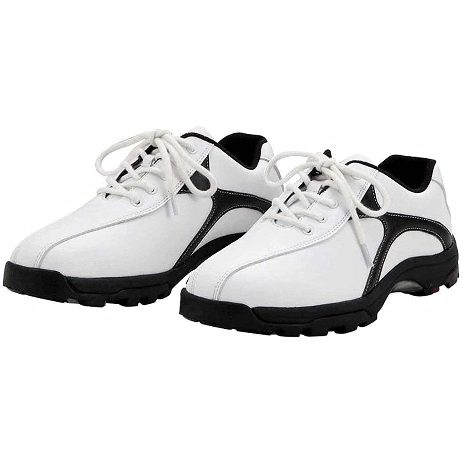 HANHJ Fire Wolf Men's Golf Shoes - Microfiber Leather Waterproof Breathable Non-Slip Spikes for Comfortable Walking & Golfing | Lightweight Casual Sports Shoes for Driving Range & Outdoor Activities
