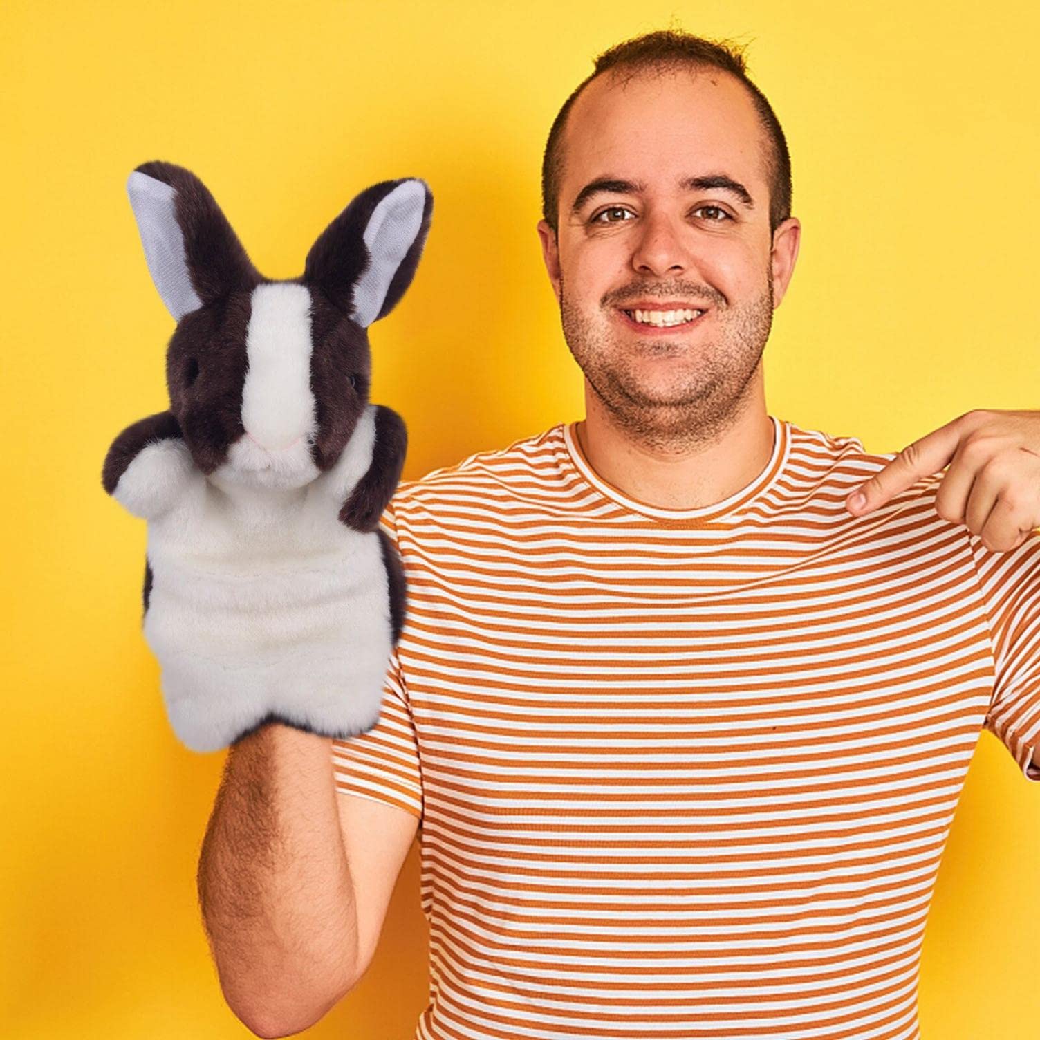 YeLukk Cute Bunny Hand Puppet - Soft Plush Animal Stuffed Toy for Kids & Girls | Cartoon Rabbit Doll for Imaginative Play, Finger Puppet Theater & Easter Gifts | Perfect for Storytelling, Classroom Activities & Birthday Presents