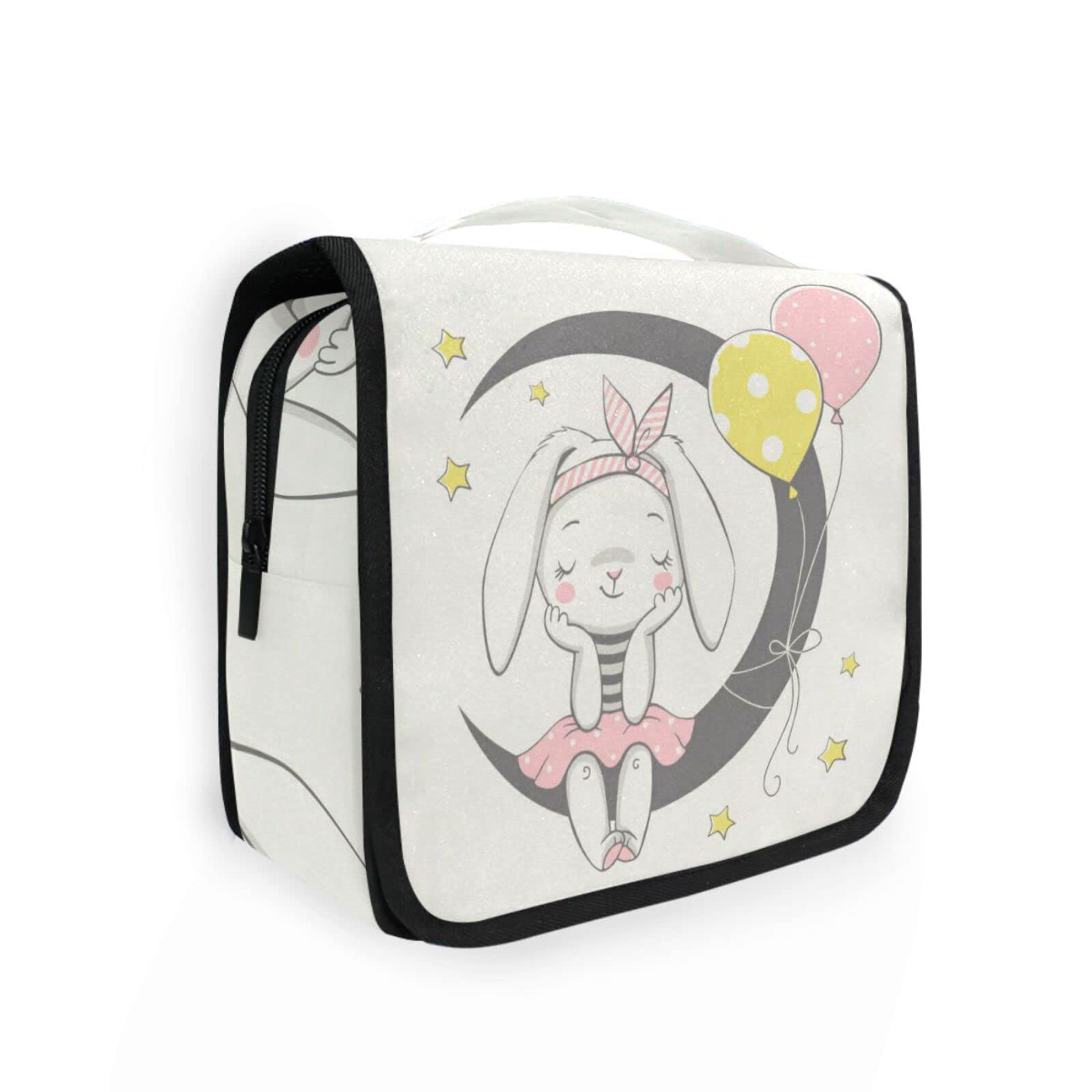 CHIFIGNO Cute Shy Rabbit Toiletry Bag - Hanging Travel Organizer for Women, Portable Waterproof Makeup Cosmetic Case - Perfect for Travel, Gym, Camping & Daily Use