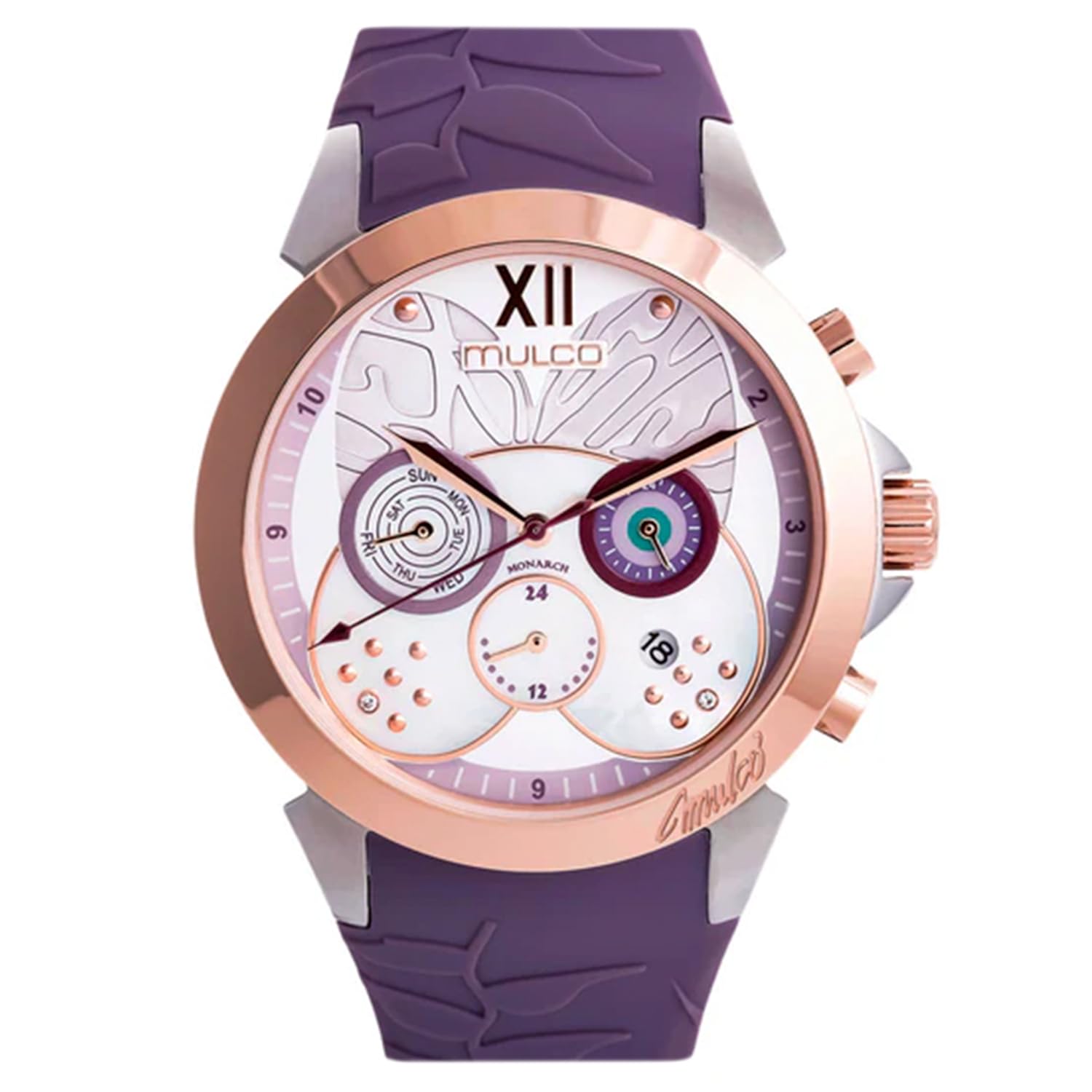 Luxury MULCO Women's Watches - Silver Stainless Steel Case with Silicone Band, Mother of Pearl & Rose Gold Diamond Dial, Quartz Movement, Waterproof - Perfect for Office, Party & Everyday Wear